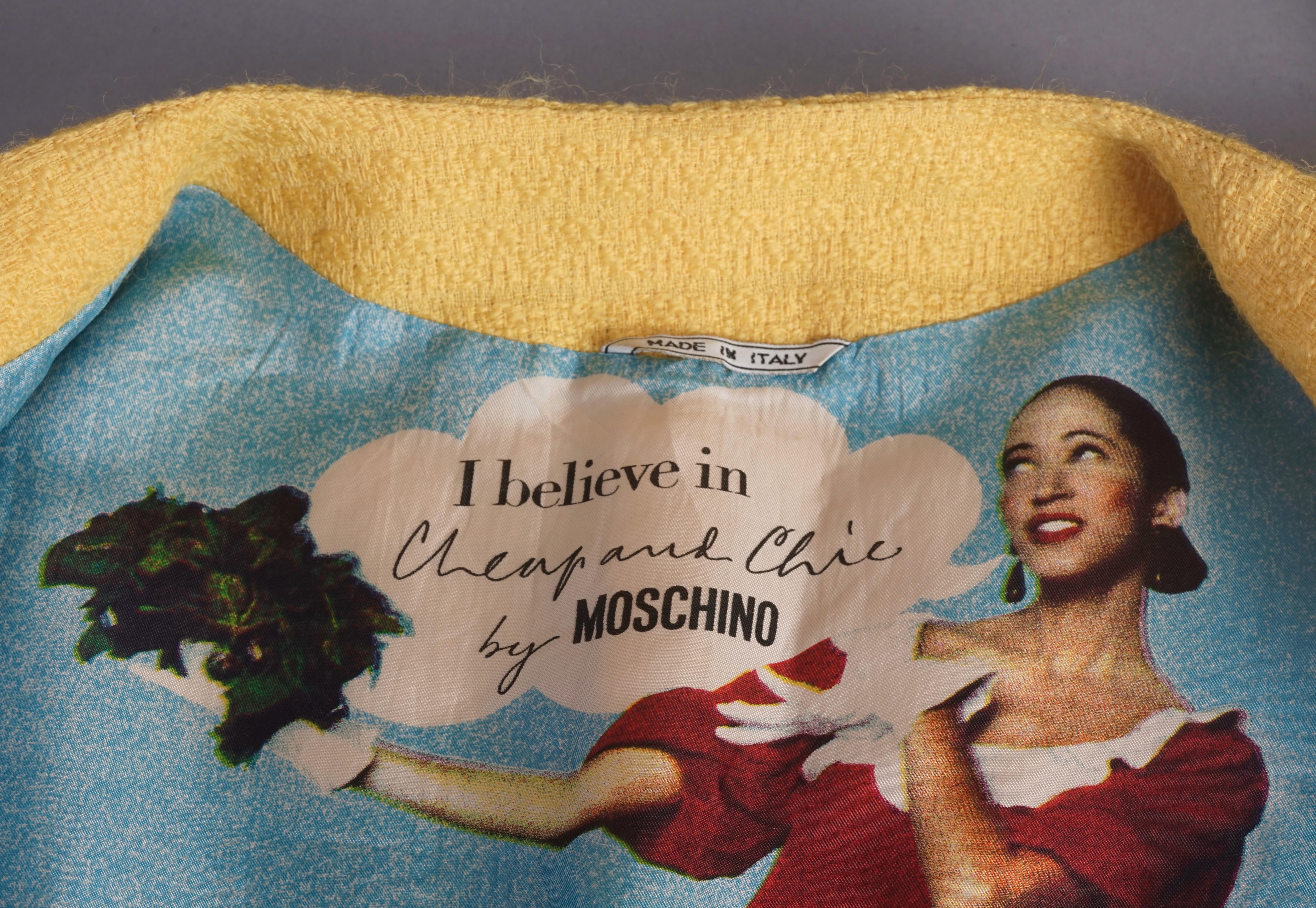 Veste courte fantaisie vintage MOSCHINO CHEAP and CHIC avec boutons de bicyclette en vente 7