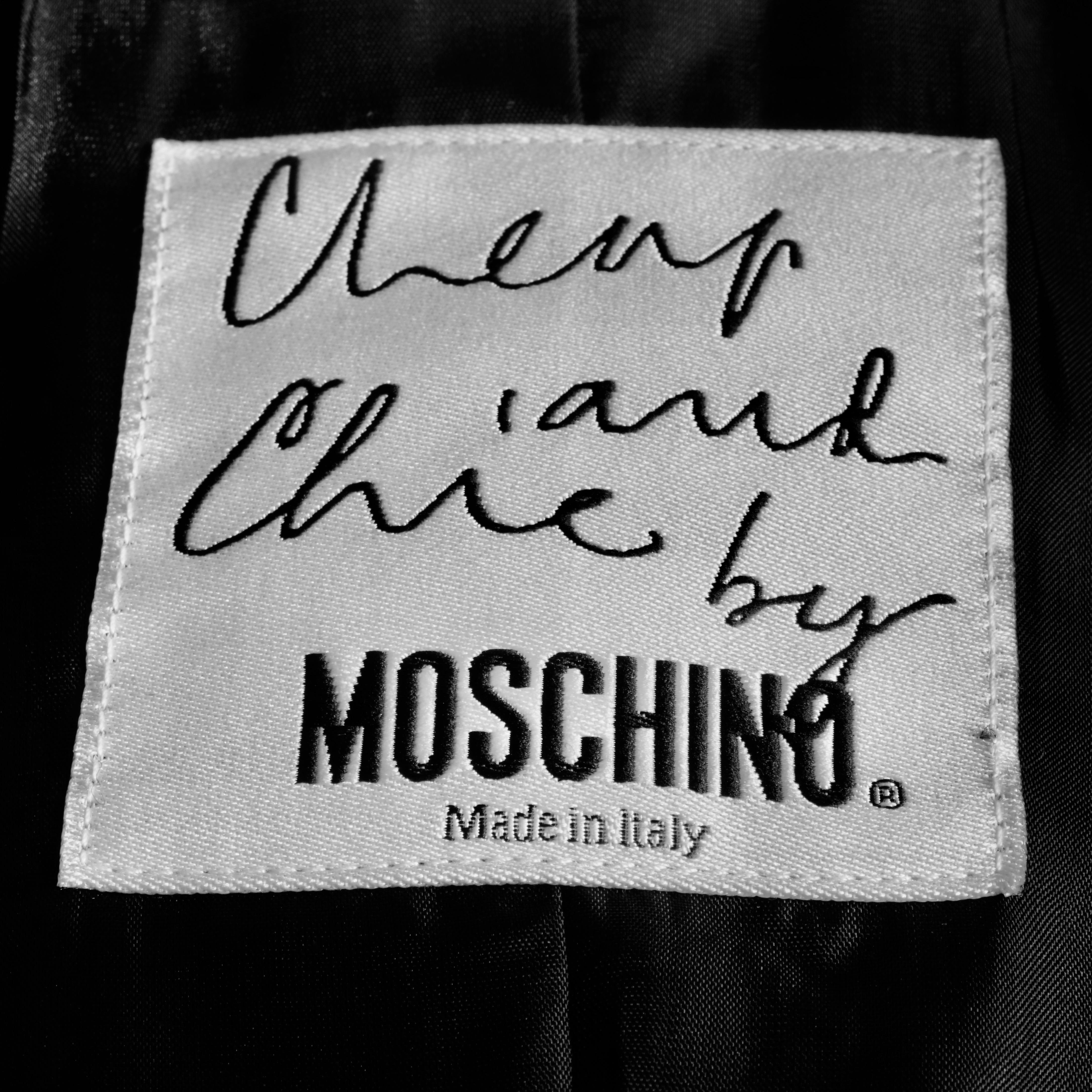 Vintage MOSCHINO CHEAP and CHIC Black and White Shoestring Novelty Blazer Jacket For Sale 3