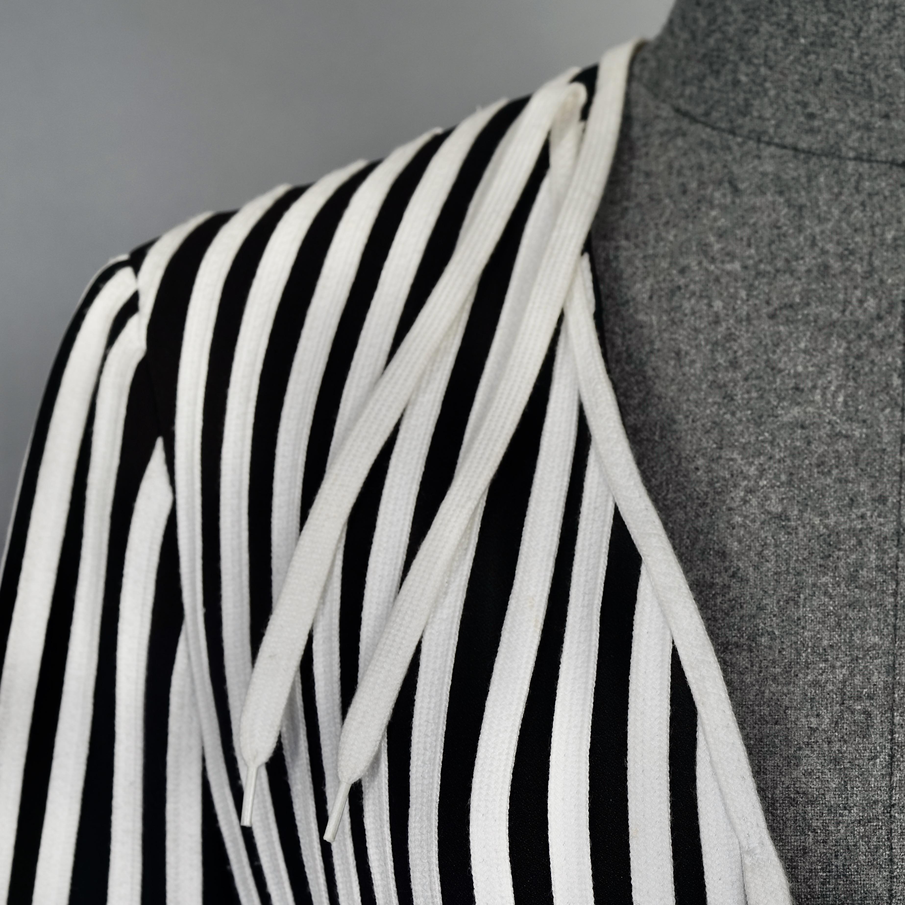 Gray Vintage MOSCHINO CHEAP and CHIC Black and White Shoestring Novelty Blazer Jacket For Sale