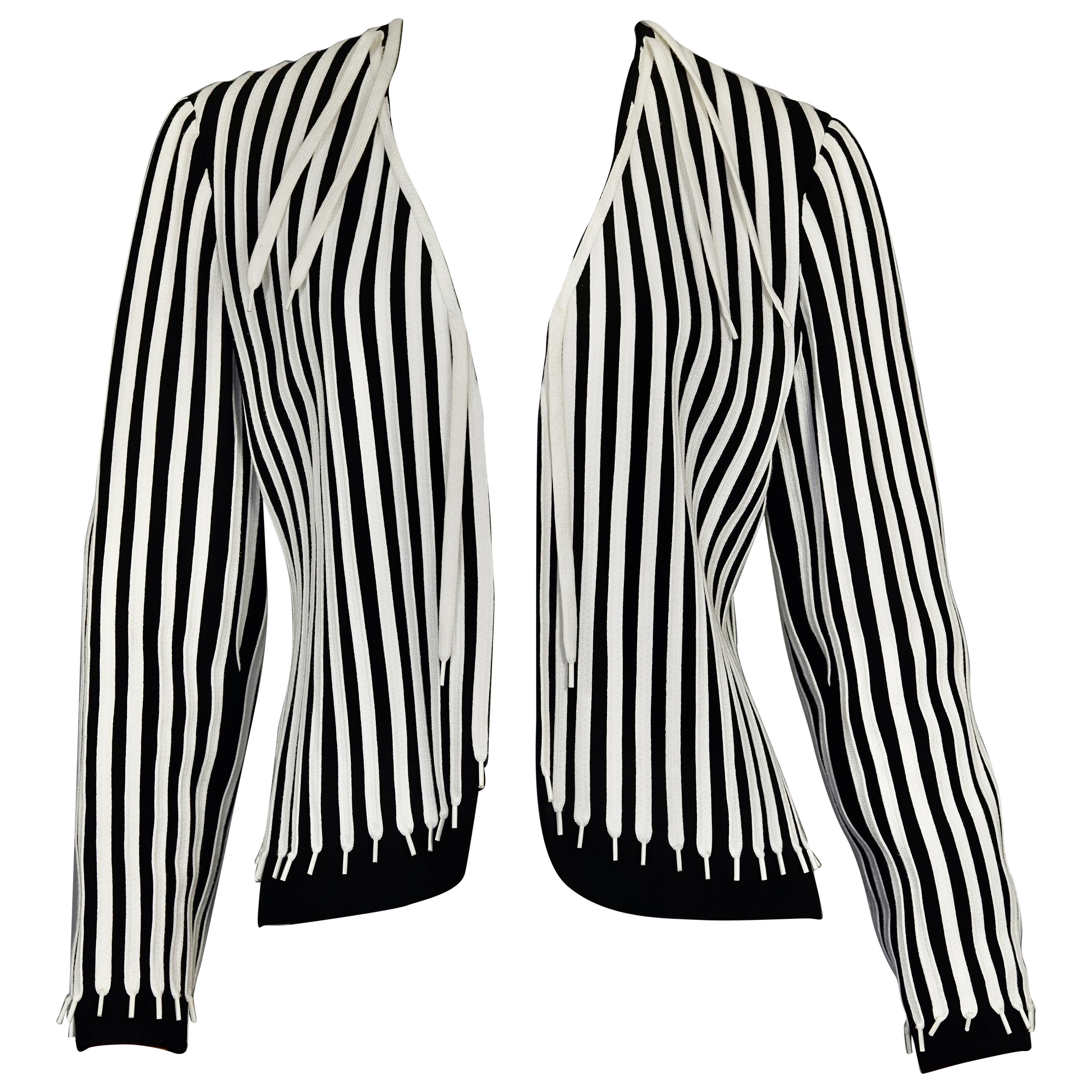 Vintage MOSCHINO CHEAP and CHIC Black and White Shoestring Novelty Blazer Jacket