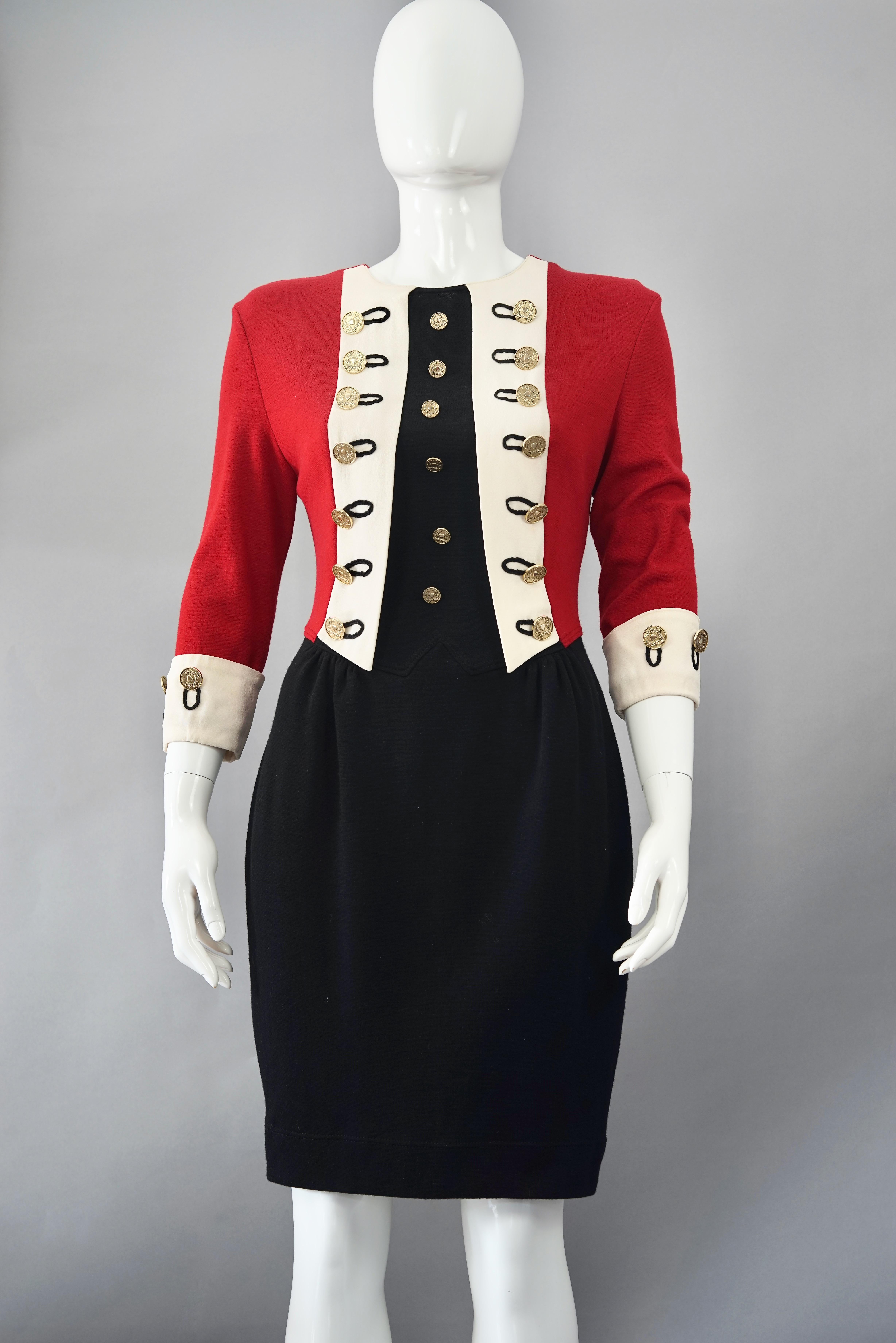 Women's Vintage MOSCHINO CHEAP and CHIC British Military Style Novelty Dress For Sale