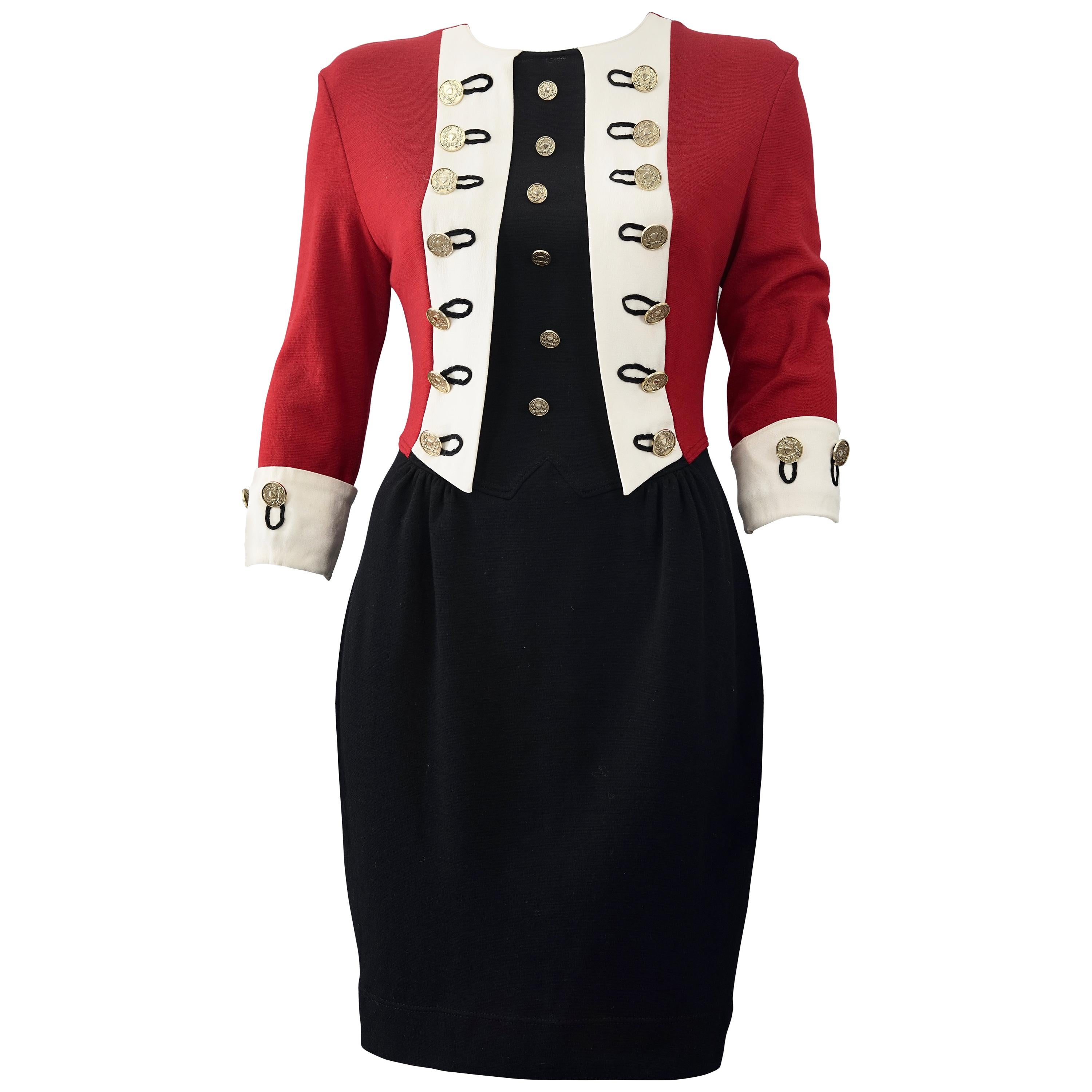 Vintage MOSCHINO CHEAP and CHIC British Military Style Novelty Dress