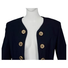 Vintage MOSCHINO CHEAP and CHIC Botones de brújula Azul oscuro Novedad Chaqueta recortada