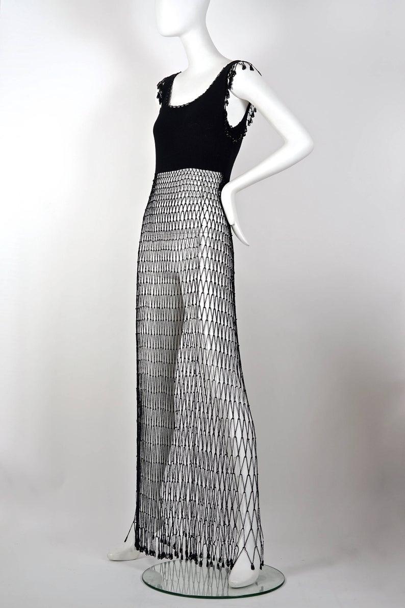 fishnet beaded dress