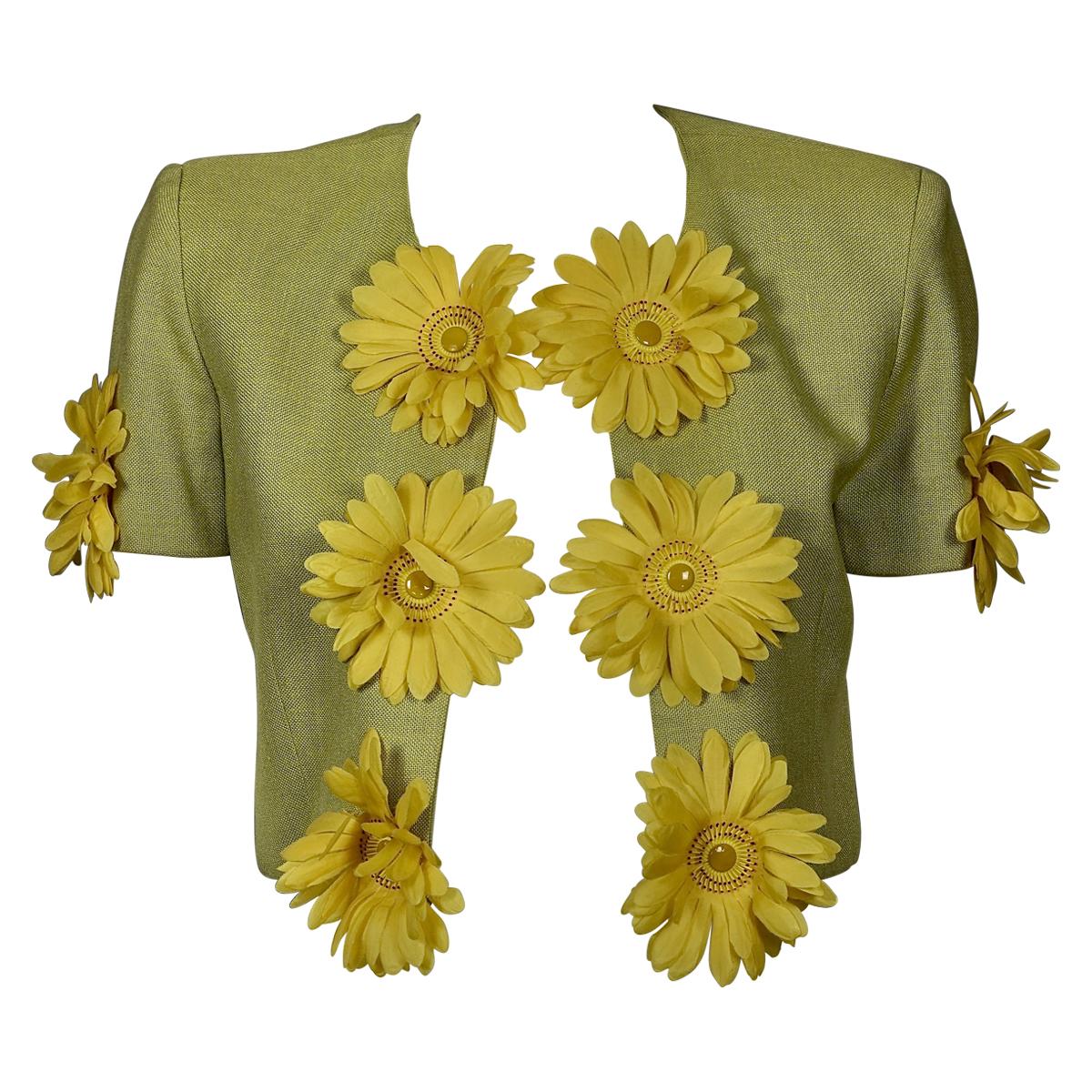 Vintage MOSCHINO CHEAP and CHIC Daisy Flower Novelty Cropped Jacket
