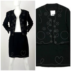 Vintage MOSCHINO CHEAP and CHIC Fun Figural Stitch Jacket Skirt Ensemble Suit