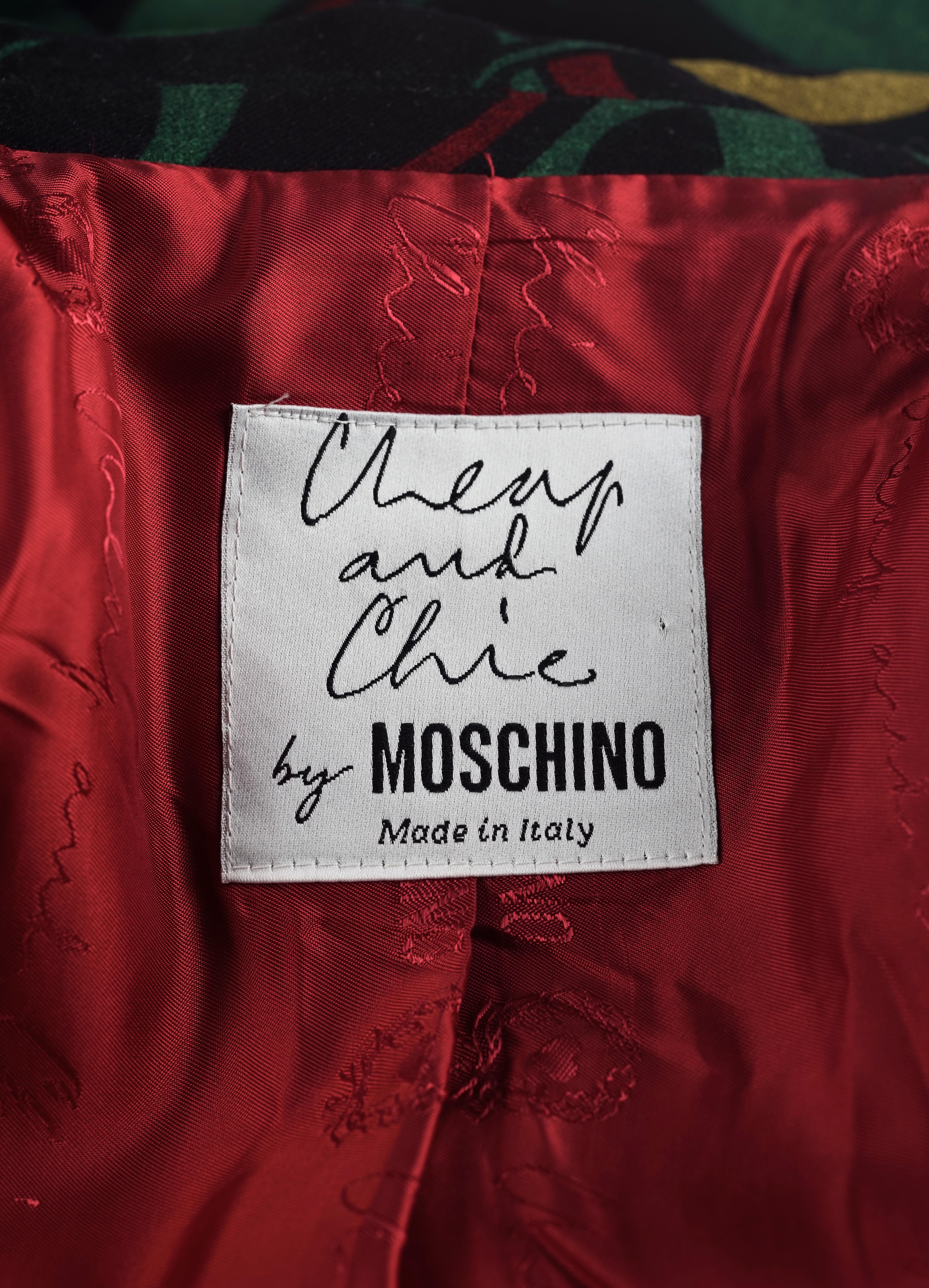 Vintage MOSCHINO CHEAP and CHIC Graphic Print Jacket For Sale 2