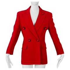 Vintage MOSCHINO CHEAP and CHIC Heart Novelty Button Red Jacket