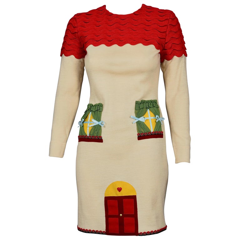 Vintage MOSCHINO CHEAP and CHIC Italian House Novelty Applique Whimsical  Dress For Sale at 1stDibs
