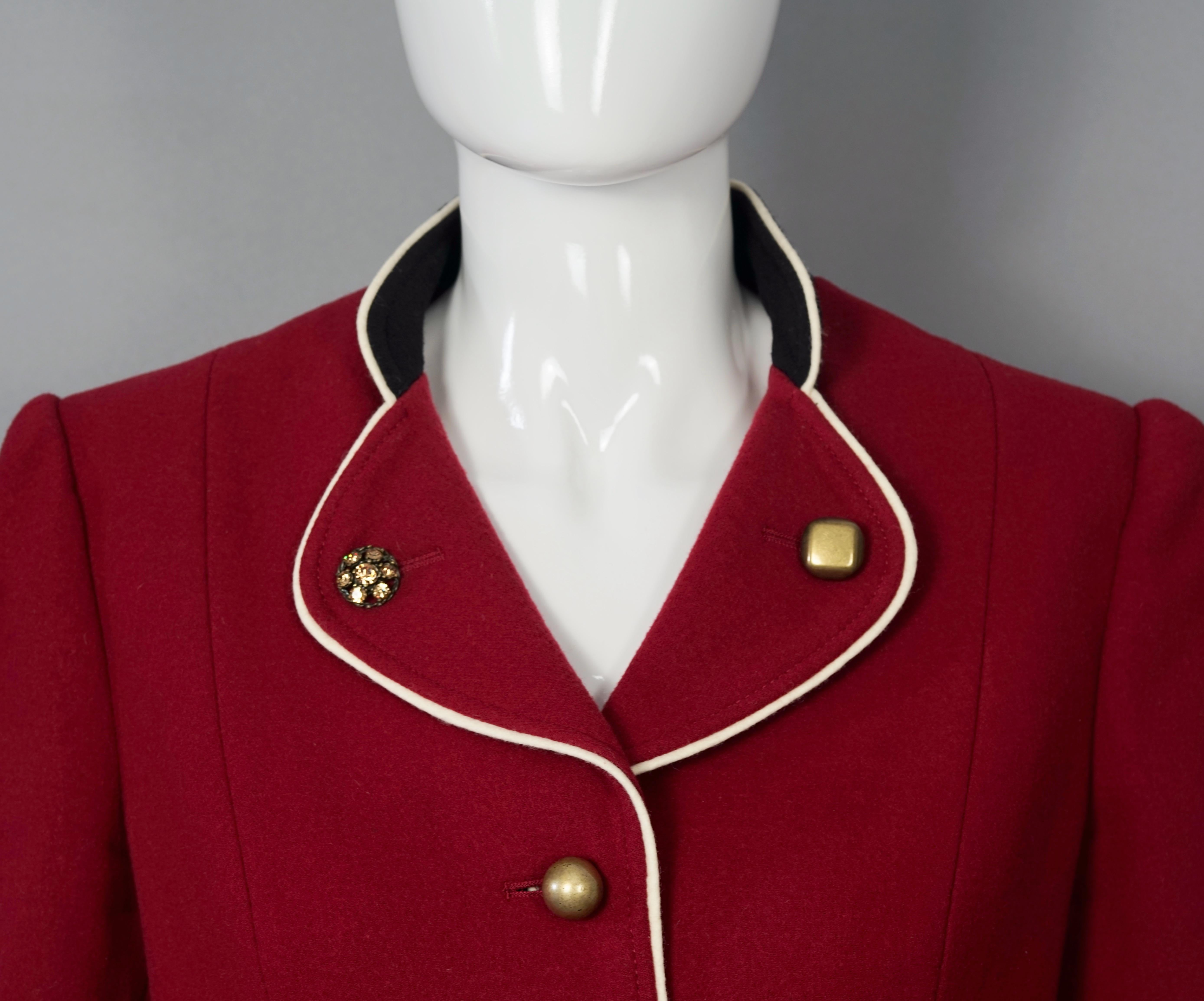 Red Vintage MOSCHINO CHEAP and CHIC Jeweled Buttons Cavalier Military Jacket For Sale