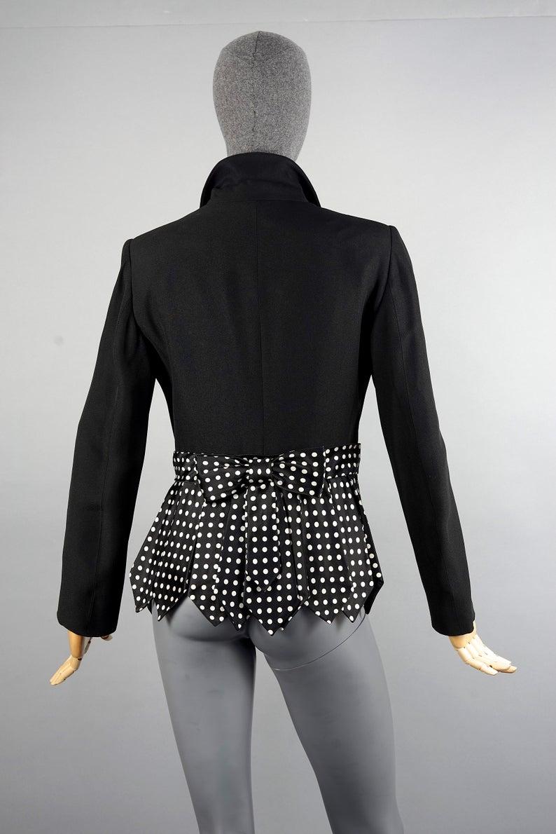 Vintage MOSCHINO CHEAP and CHIC Necktie Fringes Polka Dot Twin Set Blazer Jacket For Sale 2