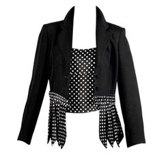 Vintage MOSCHINO CHEAP und CHIC Necktie Fransen Polka Dot Twin Set Blazer Jacke