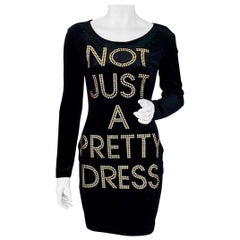 Vintage MOSCHINO Cheap and Chic "Not Just A Pretty Dress" Velvet Bodycon Dress