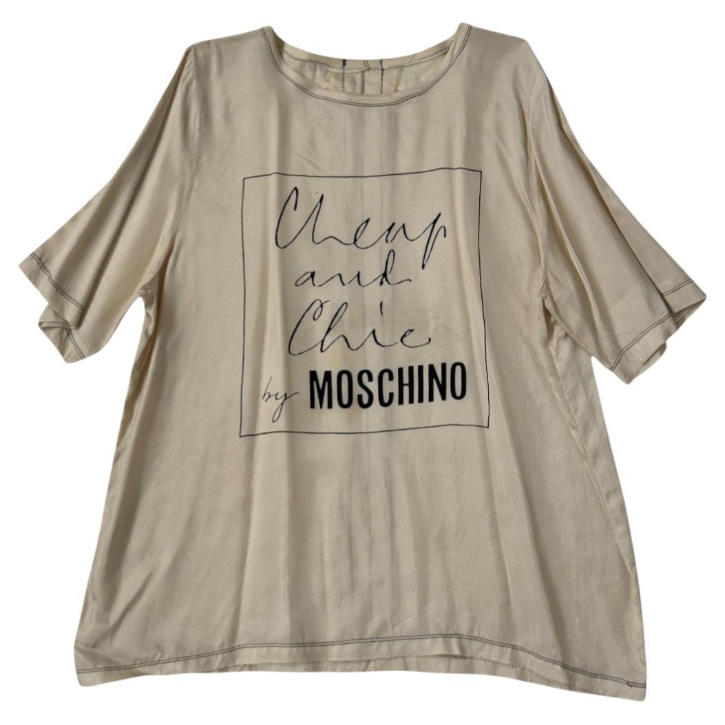 Vintage Moschino Cheap and Chic Oversized Silk Top with Graphic Logo