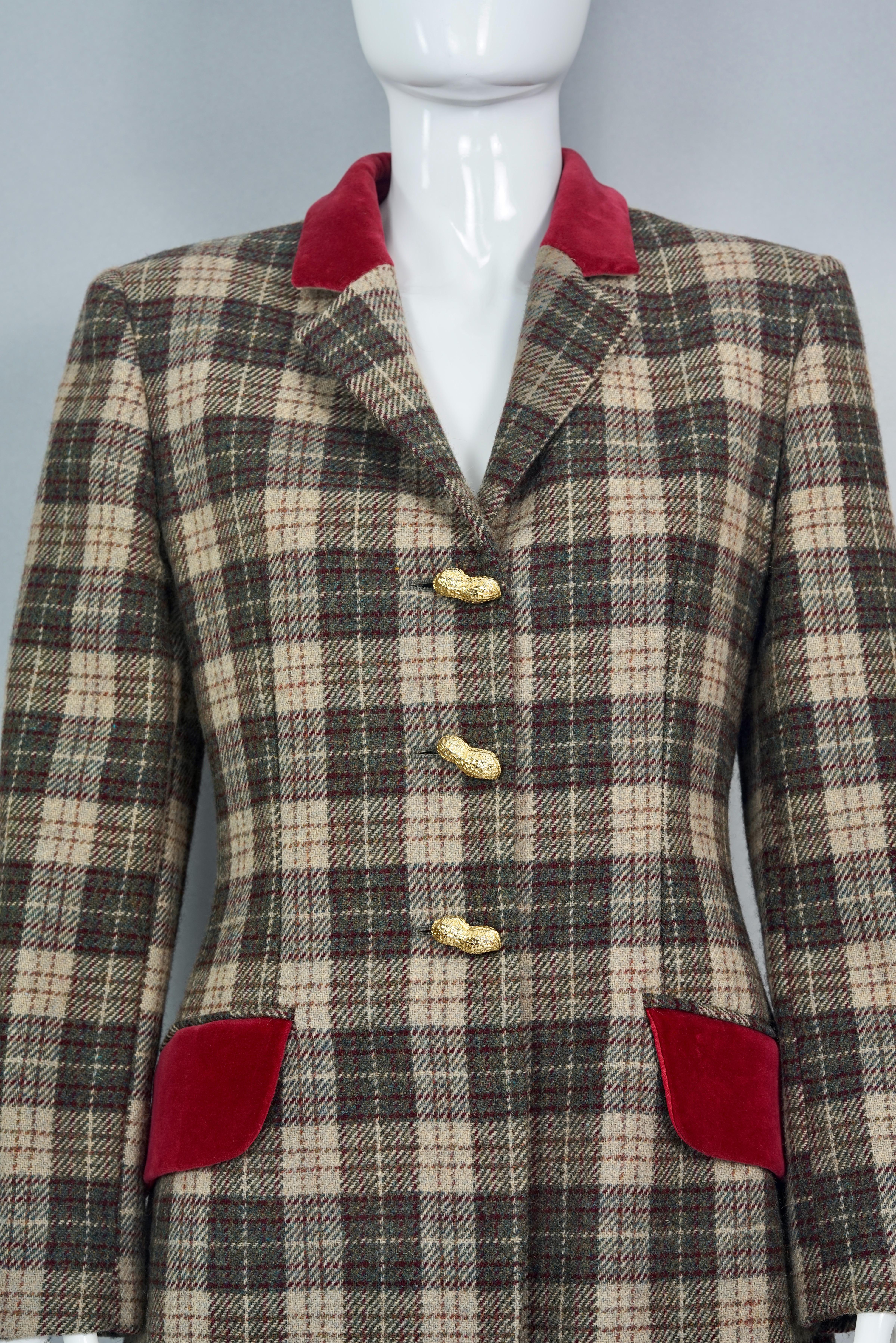 Brown Vintage MOSCHINO CHEAP and CHIC Peanut Button Tartan Blazer Jacket For Sale