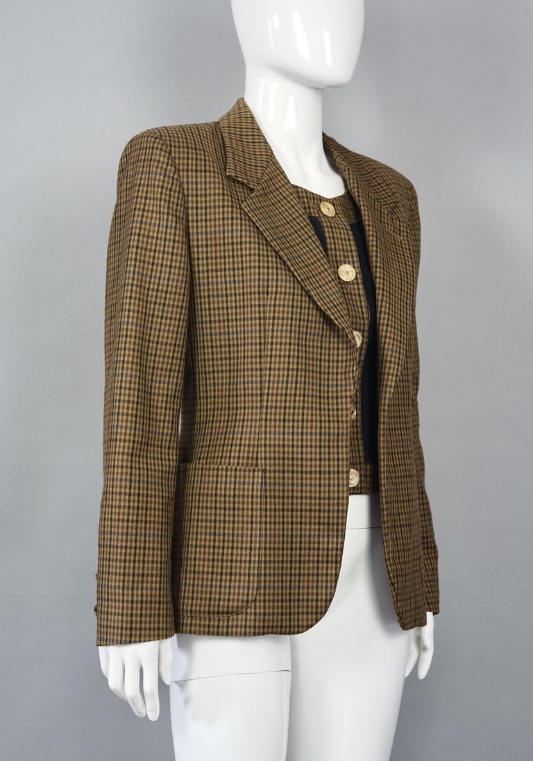 Vintage MOSCHINO CHEAP and CHIC Plaid Illusion Twinset Wool Jacket

Measurements taken laid flat, please double bust and waist:
Shoulder: 16.14 inches (41 cm)
Sleeves: 24 inches (61 cm)
Bust: 18.89 inches (48 cm)
Waist: 16.14 inches (41 cm)
Length:
