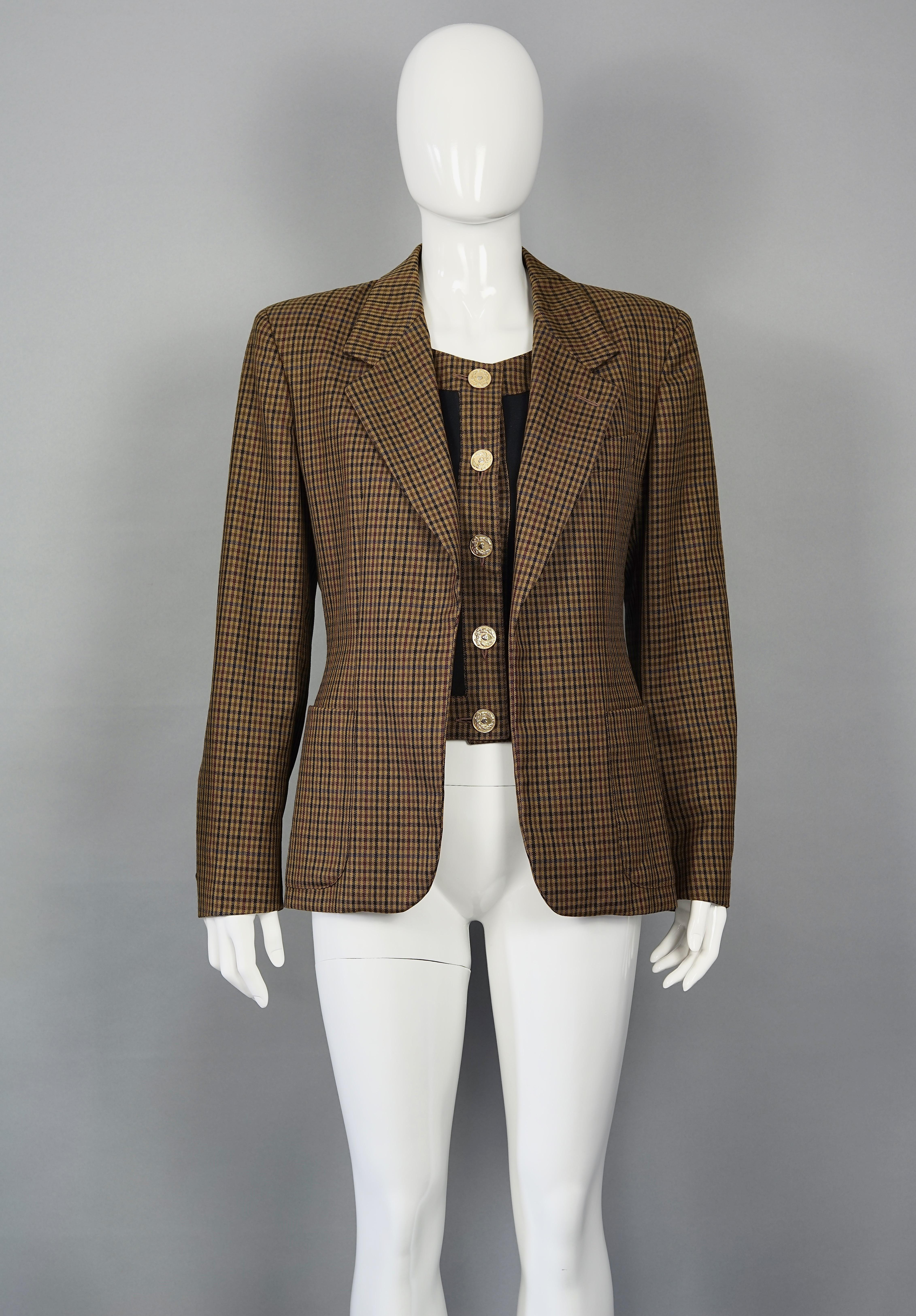 Women's Vintage MOSCHINO CHEAP and CHIC Plaid Illusion Twinset Wool Jacket For Sale