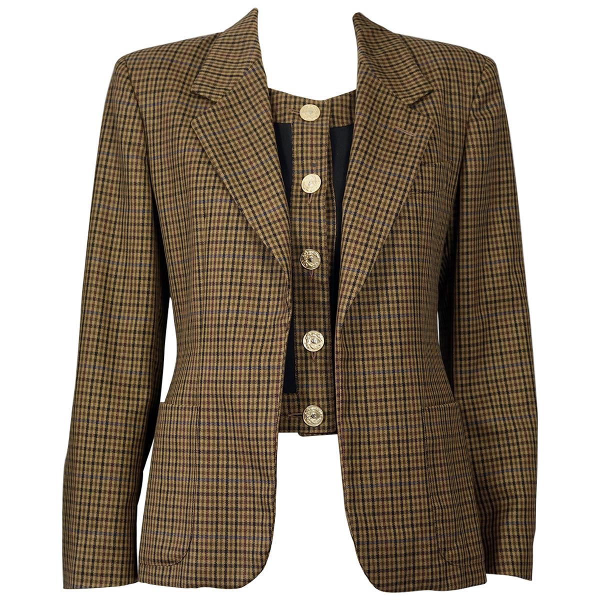 Vintage MOSCHINO CHEAP and CHIC Plaid Illusion Twinset Wool Jacket