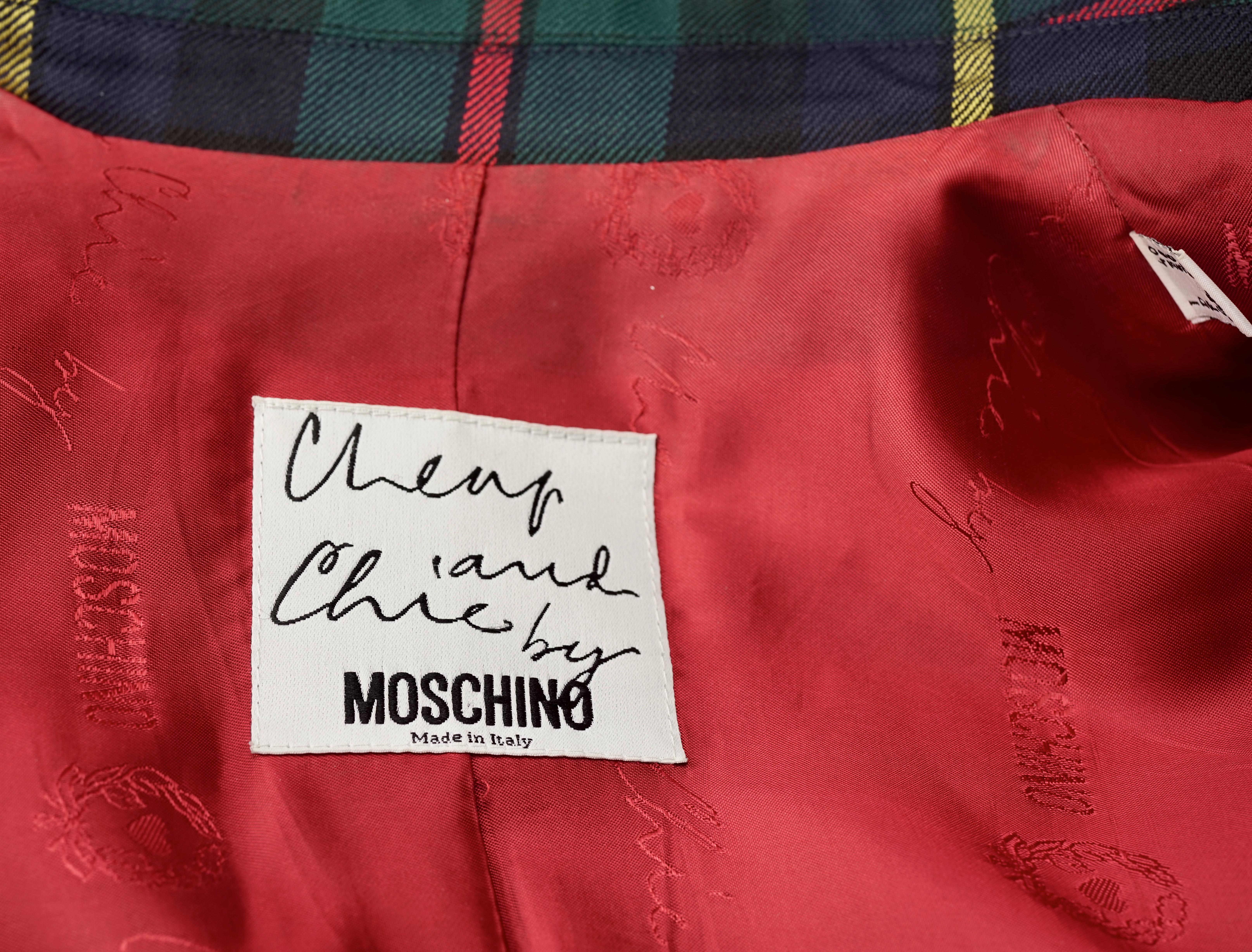 Vintage MOSCHINO CHEAP and CHIC Tartan Heart Elbow Novelty Jacket 3