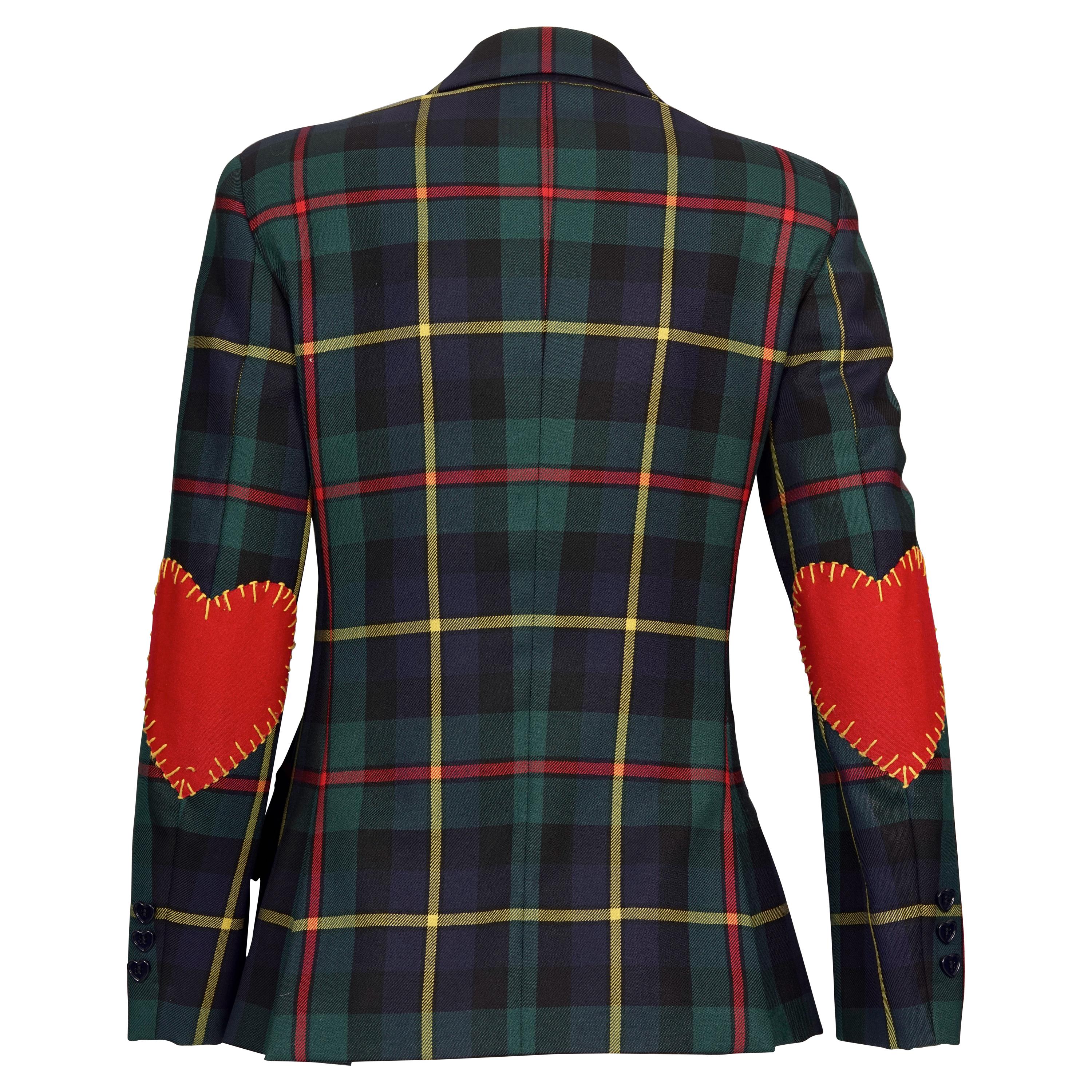 Vintage MOSCHINO CHEAP and CHIC Tartan Heart Elbow Novelty Jacket