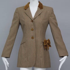 Vintage MOSCHINO CHEAP and CHIC Velvet Bows Plaid Jacket