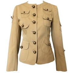 Vintage Moschino Cheap and Chic anni '90 taglia 6 Giacca in cotone kaki di ispirazione militare