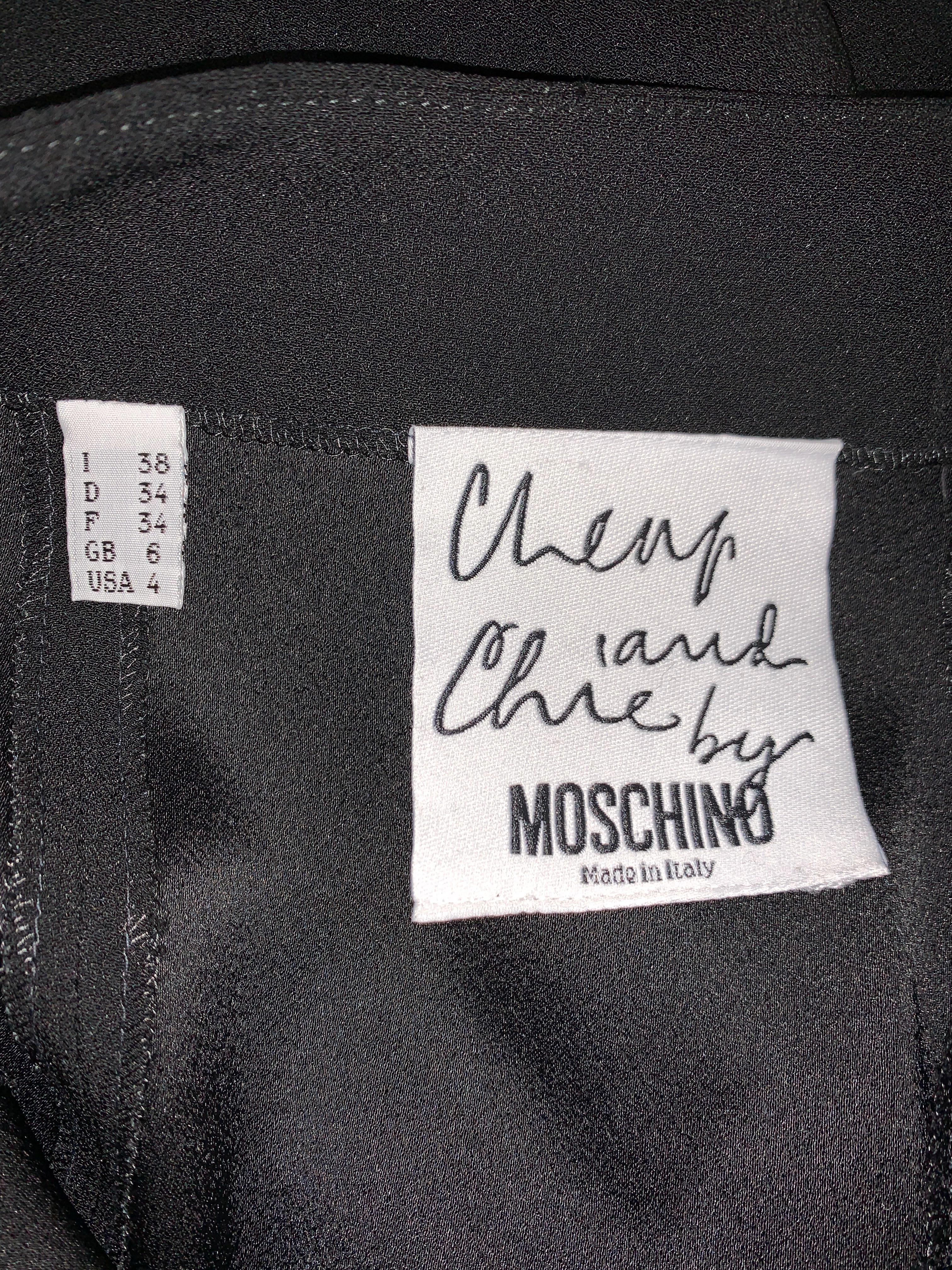 Vintage Moschino Cheap & Chic Black Lace Up Detail Maxi Skirt 1990s In Excellent Condition For Sale In San Francisco, CA