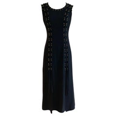 Vintage Moschino Cheap & Chic Black Lace Up Detail Sleeveless Midi Dress 1990s
