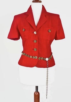 Vintage MOSCHINO CHEAP & CHIC Coin Belted Red Pant Suit Ensemble
