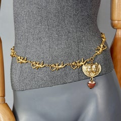 Vintage MOSCHINO Cherubs Angels Heart Pendant Link Novelty Necklace