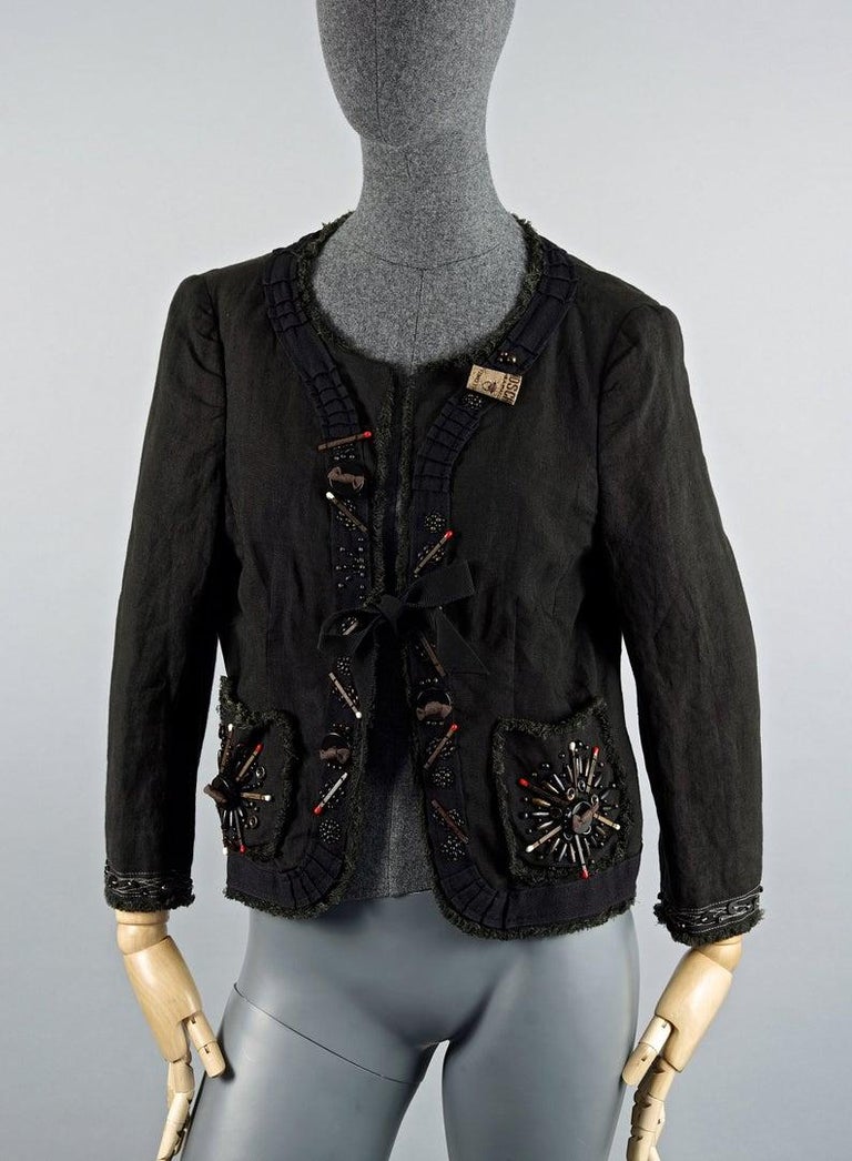 Vintage MOSCHINO Cocktail Party Cork Linen Jacket For Sale at 1stdibs