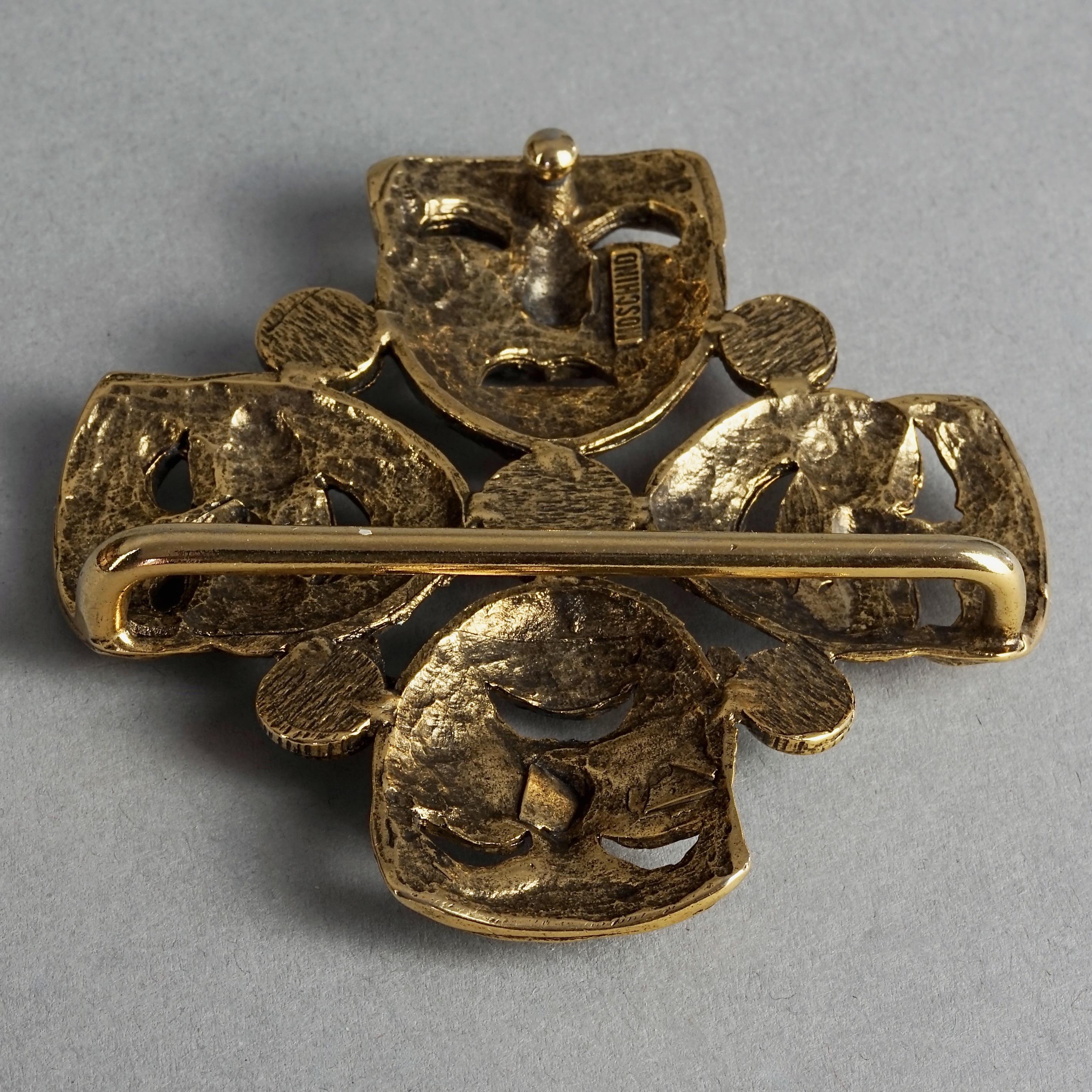 Vintage MOSCHINO Comedy Tragedy Mask Jewelled Novelty Belt Buckle For Sale 6