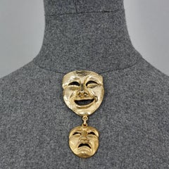 Vintage MOSCHINO Komödie Tragödie Maske Neuheit Brosche