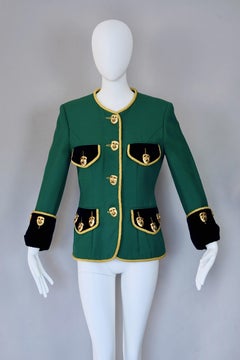 Vintage MOSCHINO Comedy Tragedy Mask Wool Jacket as seen on Lady Gaga