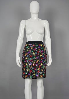 Vintage MOSCHINO COUTURE 3D Flowers Embellished Skirt