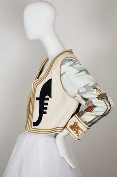 Vintage MOSCHINO COUTURE "Cruise Me Baby" Venice Novelty Applique Silk Crop Blaz