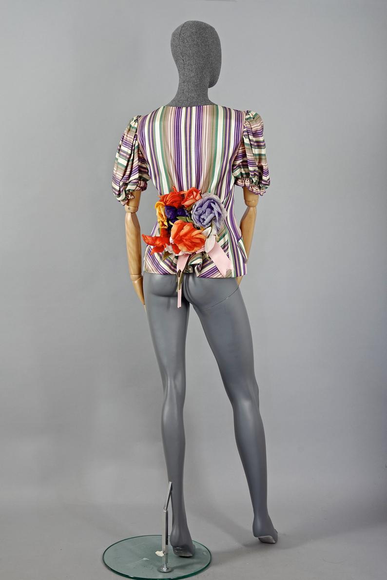 Vintage MOSCHINO COUTURE Flower Bouquet Novelty Blouse 1