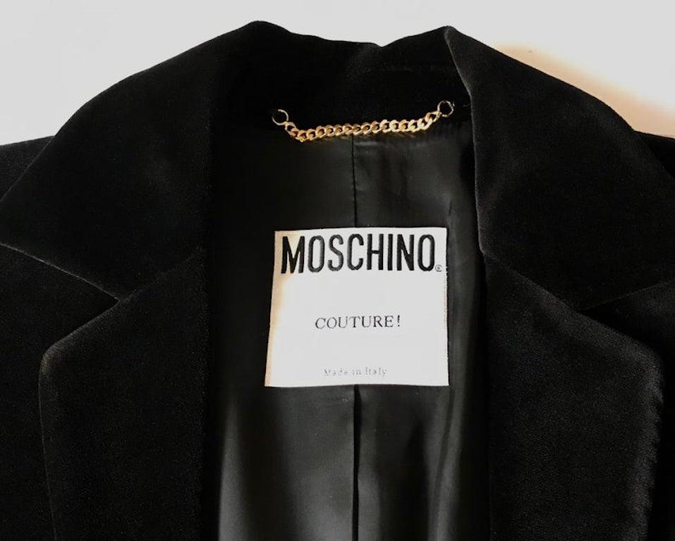 Women's Vintage MOSCHINO COUTURE Harlequin Velvet Novelty Asymmetric Blazer Jacket