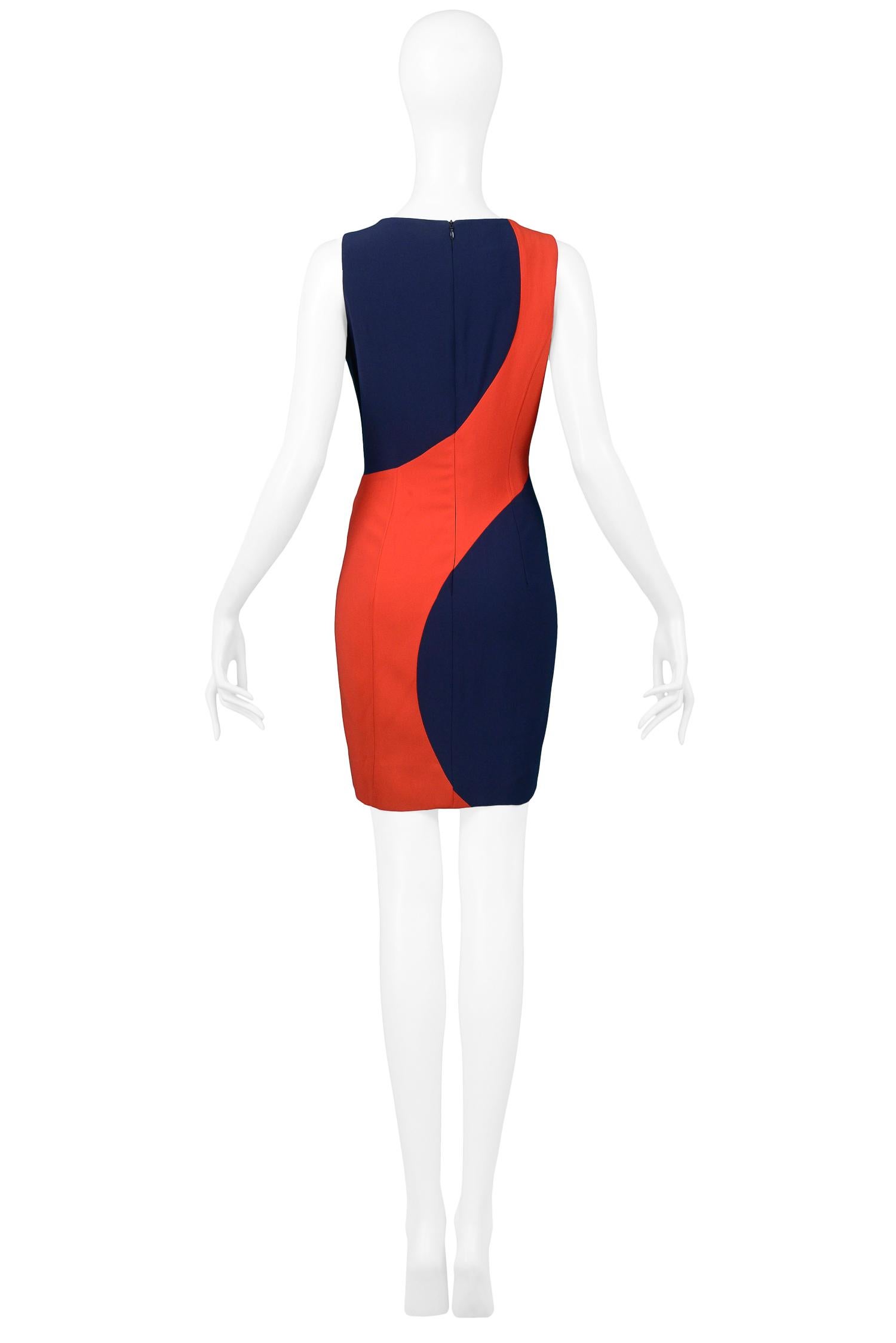 Moschino Couture: marineblaues und rotes, gepunktetes Vintage-Kleid (Schwarz) im Angebot