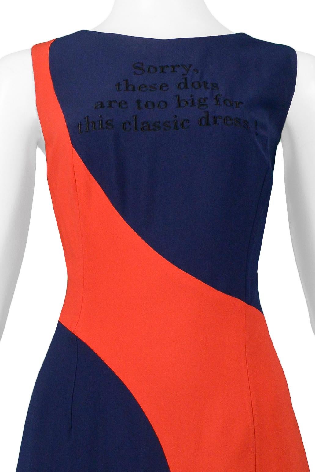 Black Vintage Moschino Couture Navy & Red Big Dot Dress For Sale