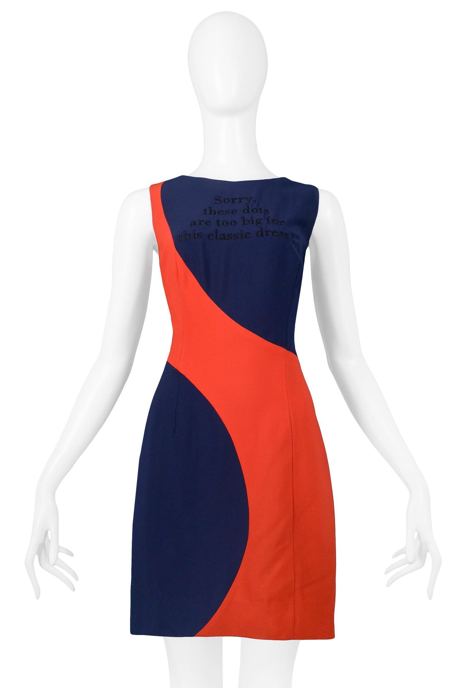 Moschino Couture: marineblaues und rotes, gepunktetes Vintage-Kleid Damen im Angebot
