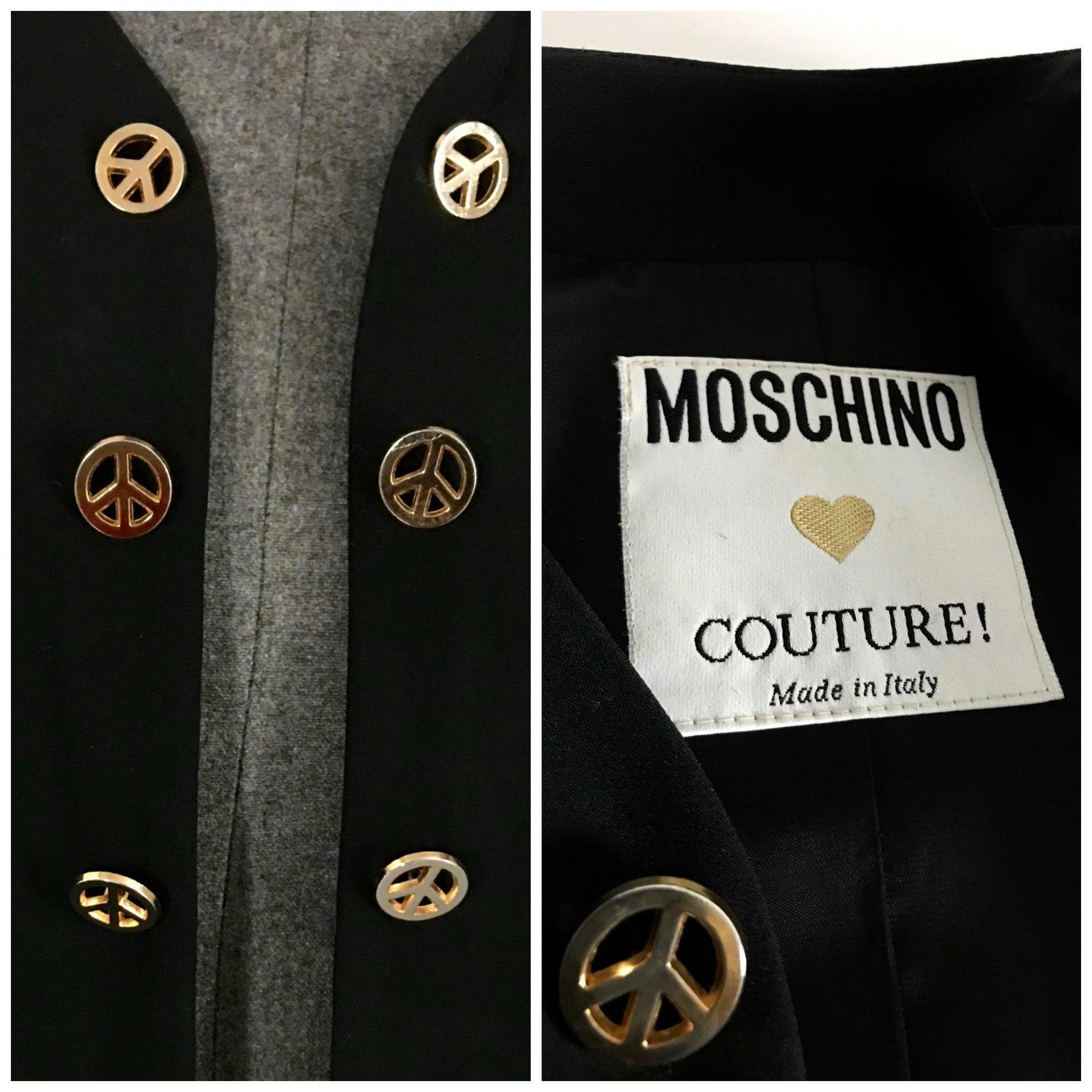 Vintage MOSCHINO COUTURE PAX Peace Dove Bird Figural Novelty Blazer Jacket 4