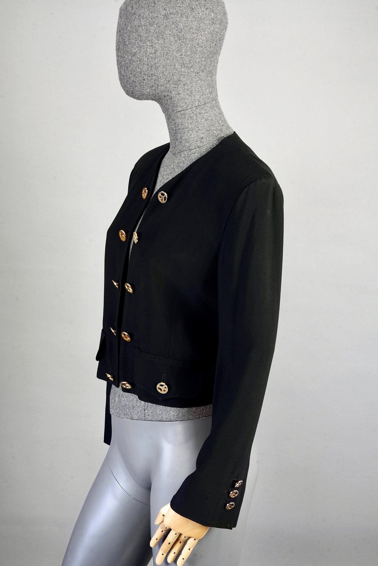 Vintage MOSCHINO COUTURE PAX Peace Dove Bird Figural Novelty Blazer Jacket In Excellent Condition In Kingersheim, Alsace