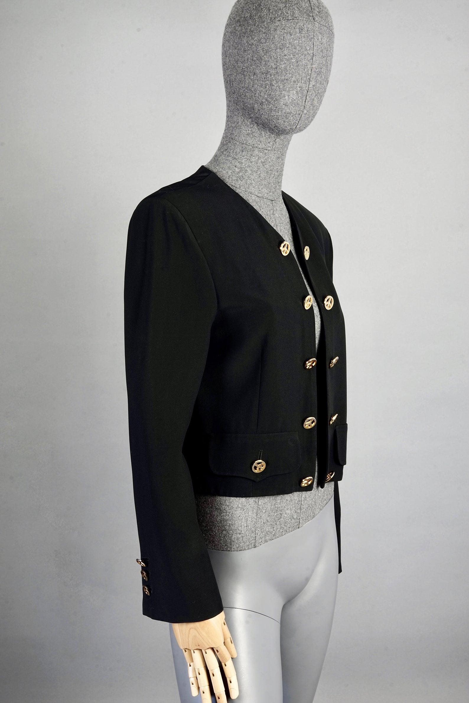 Women's Vintage MOSCHINO COUTURE PAX Peace Dove Bird Figural Novelty Blazer Jacket