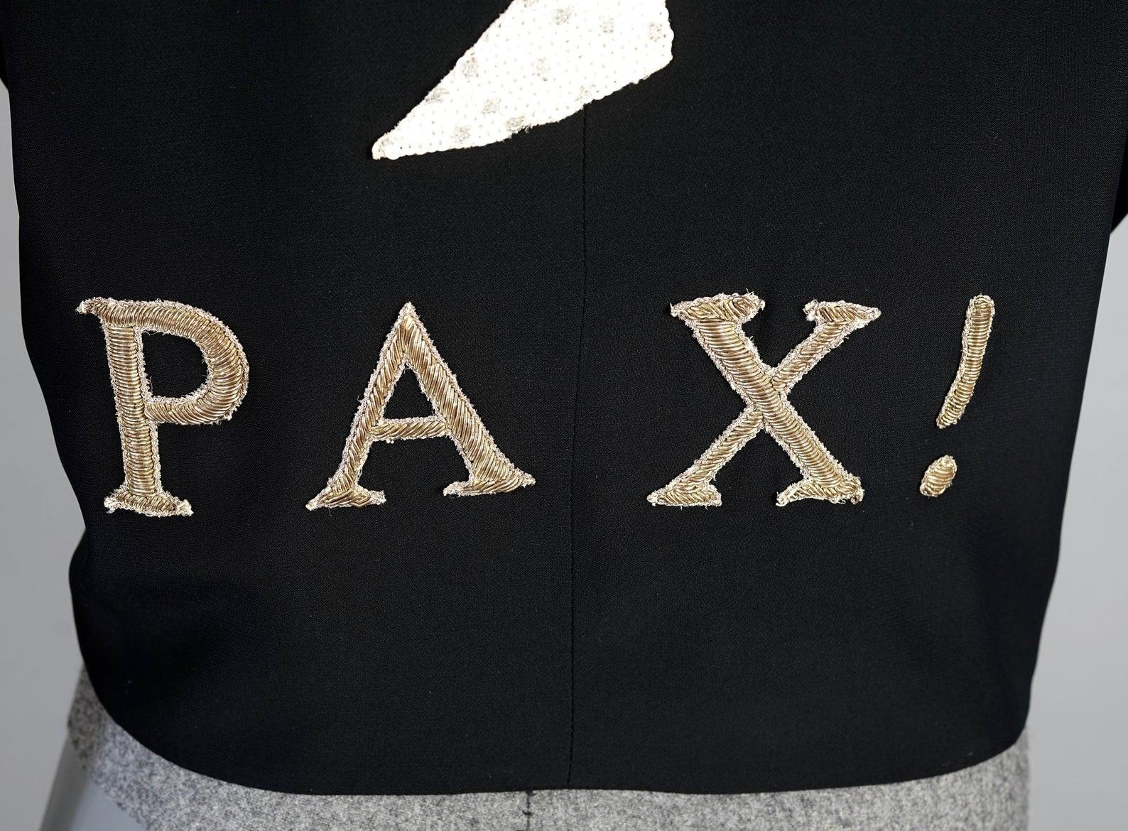 Vintage MOSCHINO COUTURE PAX Peace Dove Bird Figural Novelty Blazer Jacket 3