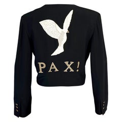 Vintage MOSCHINO COUTURE PAX Peace Dove Bird Figural Novelty Blazer Jacket