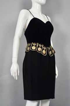 Vintage MOSCHINO COUTURE Roman Centurion Gladiator Velvet Dress
