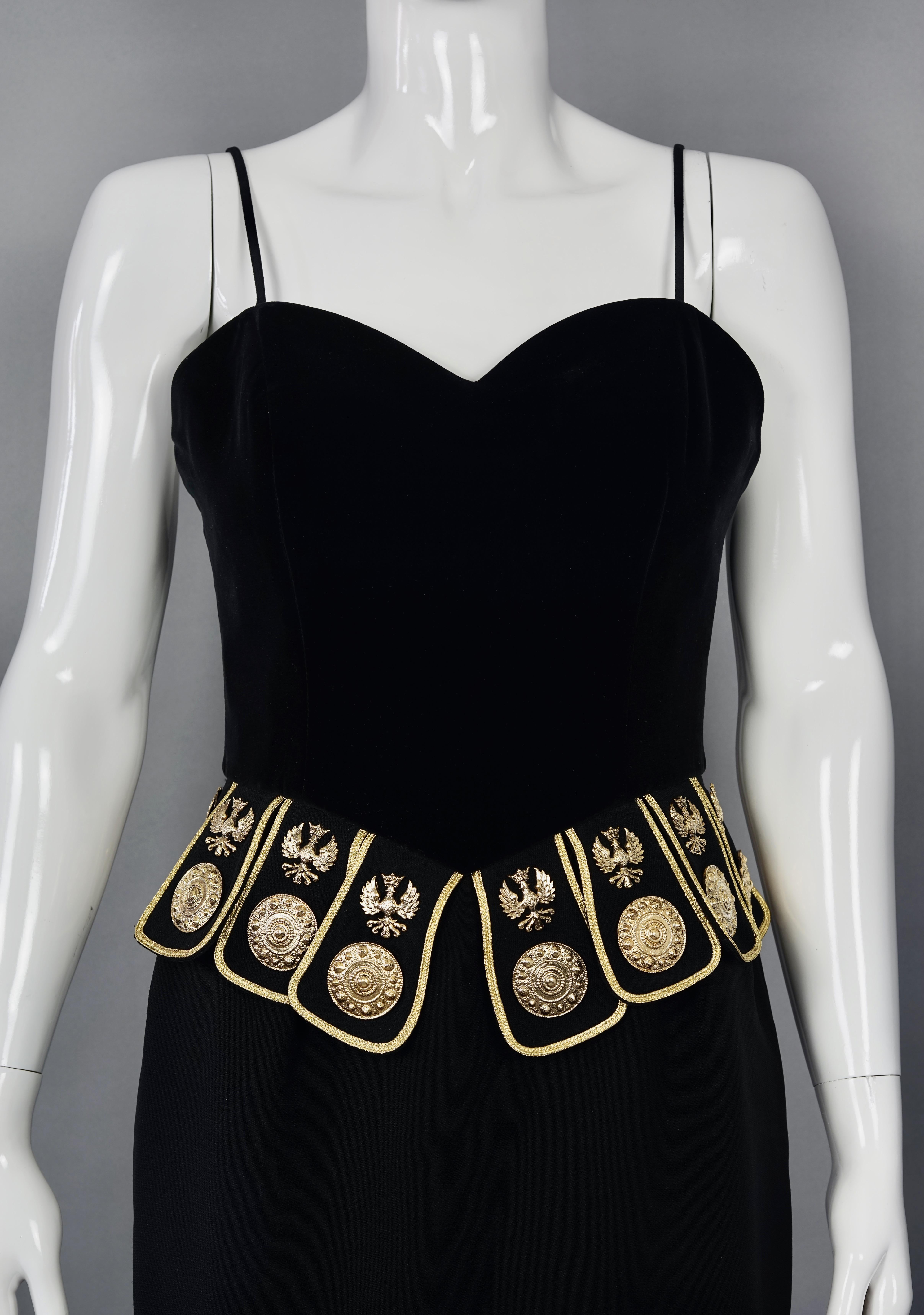 Black Vintage MOSCHINO COUTURE Roman Centurion Gladiator Velvet Dress For Sale