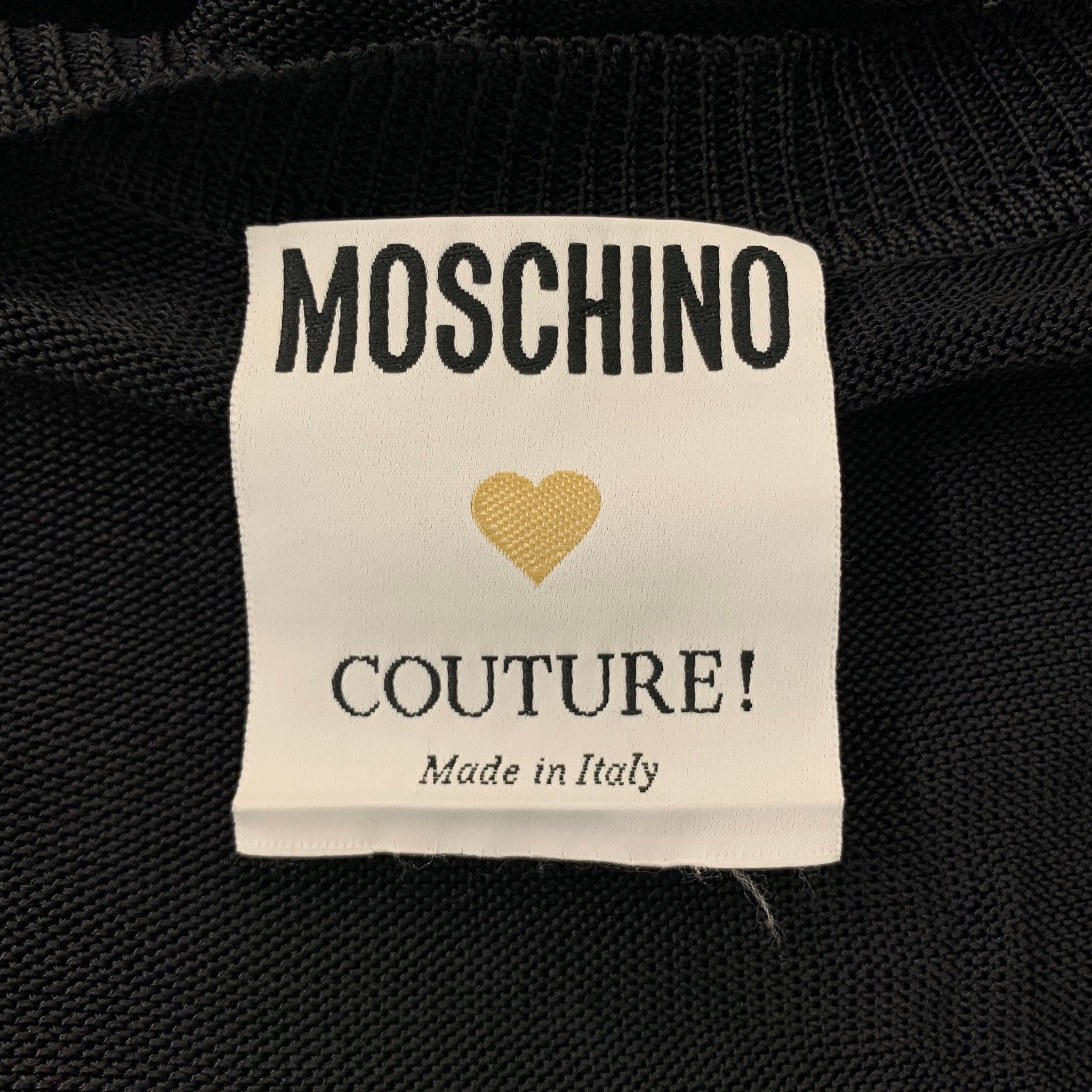 Vintage MOSCHINO COUTURE Size 8 Black Knitted Rayon Short Sleeve Pullover For Sale 1