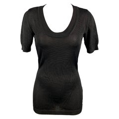 Vintage MOSCHINO COUTURE Taglia 8 Pullover a maniche corte in rayon lavorato a maglia nero
